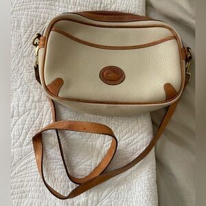Vintage Cream and Tan Leather Crossbody Bag